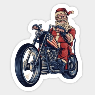 Vintage Santa Claus on a Motorcycle Sticker